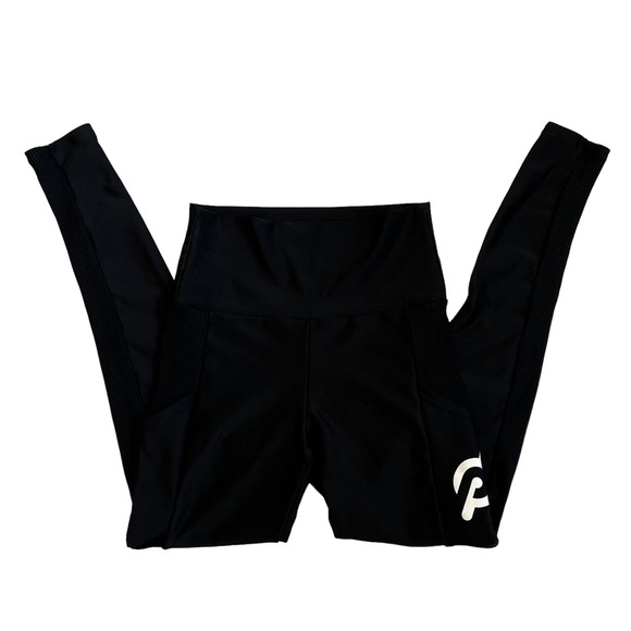 Peloton Women’s S Black High Rise Ribbed Pocket Logo 7/8 Workout Leggings - Picture 5 of 11